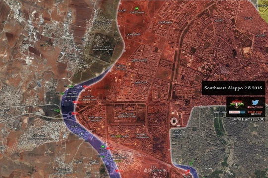 Bản đồ chiến sự quận Nam Aleppo ngày 02.08.2016