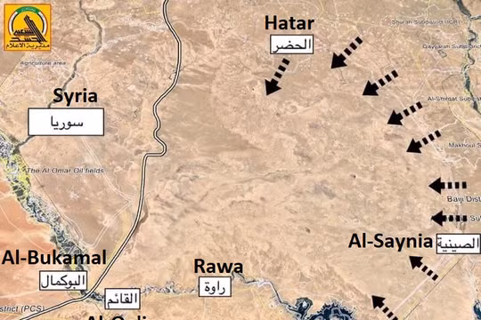 Bản đồ các mũi tiến công của quân đội Iraq và PMU trên địa bàn tỉnh Al-Anbar - ảnh South Front