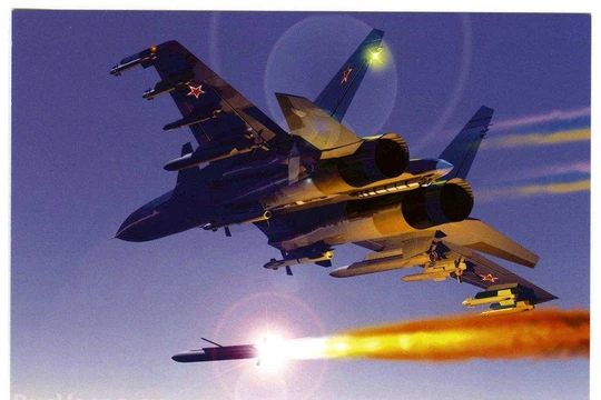 Máy bay ném bom chiến thuật Su-34 không kích. Ảnh minh họa của Rusvesna