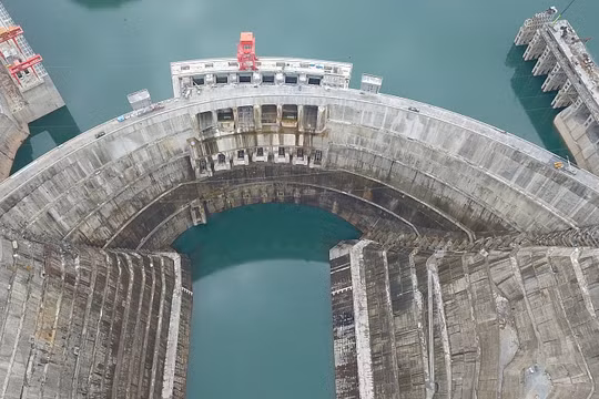 Quang cảnh nhà máy thủy điện Bạch Hạc Than, Chiêu Thông, tỉnh Vân Nam, ngày 20/5/ 2022. / CFP