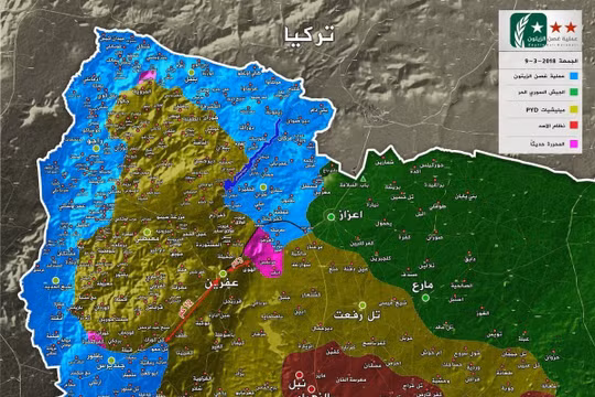 Tình hình chiến sự Afrin, quân đội Thổ Nhĩ Kỳ cách thành phố 2 km. Ảnh truyền thông "đối lập" FSA