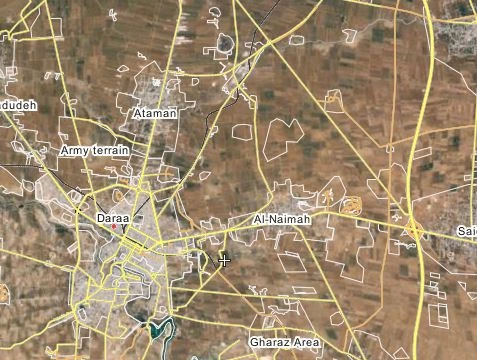 Làng Al-Naymah trên bản đồ tỉnh Dara'a