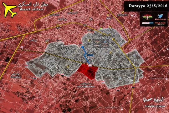 Bản đồ chiến sự thành phố vệ tinh Darayya