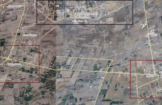 Bản đồ khu vực quân đội Syria tấn công ở Ghouta, Damascus