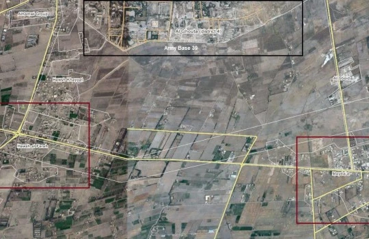 Bản đồ khu vực quân đội Syria tấn công ở Ghouta, Damascus
