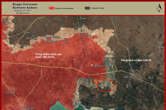 Bản đồ chiến sự khu vực phía đông Aleppo