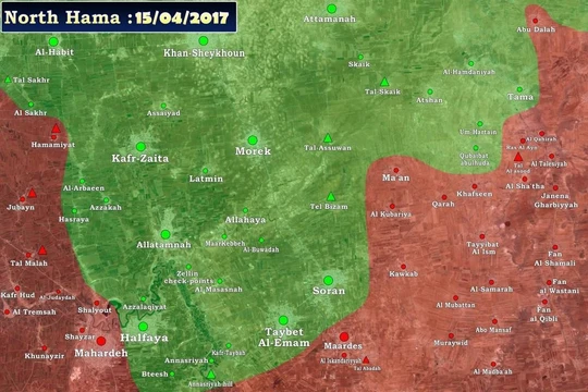 Bản đồ chiến sự miền Bắc tỉnh Hama