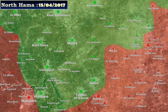 Bản đồ chiến sự miền Bắc tỉnh Hama