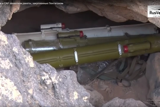 Quân đội Syria thu giữ vũ khí của IS ở al-Safa. Ảnh minh họa video Rusvesna