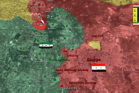 Bản đồ chiến sự tình hình phía Tây Aleppo