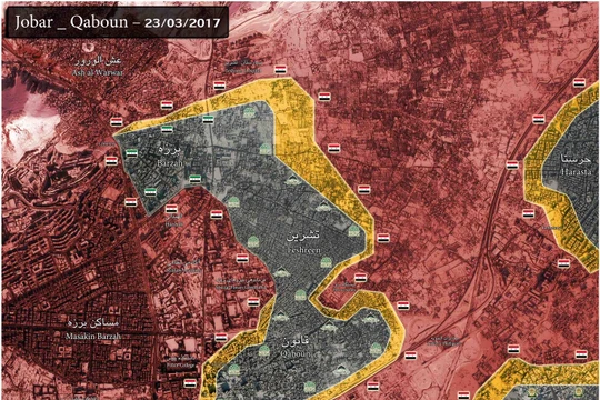 Bản đồ chiến sự Jobar tính đến ngày 23.03.2017
