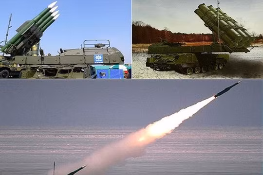 Hệ thống phòng không Buk-M3 (phía trên, bên phải) có ngoại hình tương đối khác và có tính năng vượt trội “người tiền nhiệm” Buk-M2 (phía trên, bên trái)