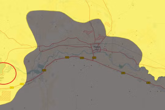 Bản đồ chiến sự khu vực thành phố Tabqa, tỉnh Raqqa hoàn toàn giải phóng