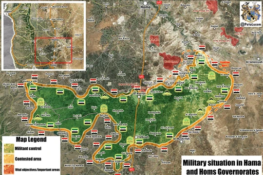 Bản đồ tình hình chiến sự khu vực Rastan - Homs, Hama - ảnh Soth Front