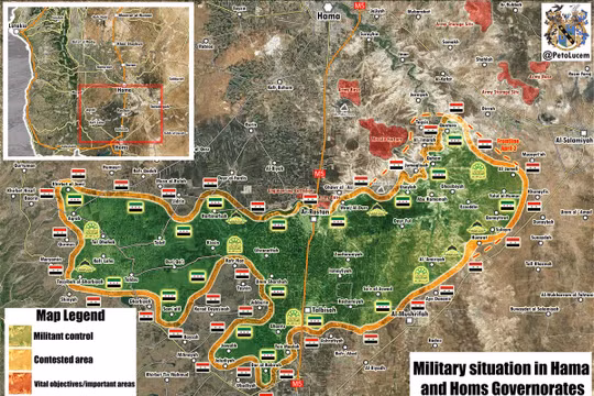 Bản đồ tình hình chiến sự khu vực Rastan - Homs, Hama - ảnh Soth Front