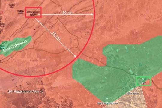 Khu vực kiểm soát an ninh của quân đội Syria sát vùng an toàn căn cứ Mỹ - ảnh South Front
