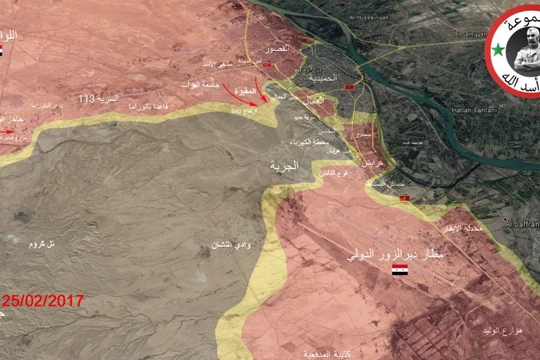 Bản đồ chiến sự thành phố Deir Ezzor tính đến ngày 25.02.2017