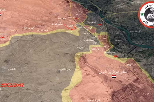 Bản đồ chiến sự thành phố Deir Ezzor tính đến ngày 25.02.2017