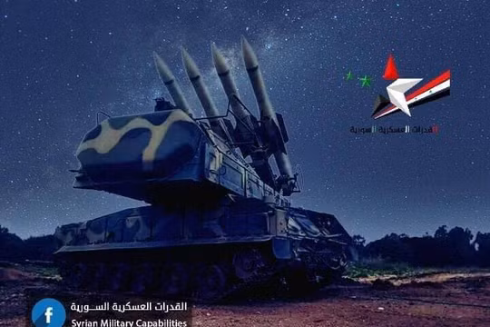 Tên lửa phòng không Syria. Ảnh cổ động tôn vinh sức mạnh của quân đội Syria.