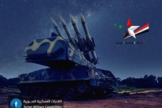 Tên lửa phòng không Syria. Ảnh cổ động tôn vinh sức mạnh của quân đội Syria.