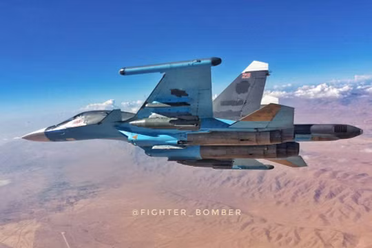 Máy bay ném bom chiến trường Su-34 ở Syria. Ảnh minh họa Bloger fighter_bomber
