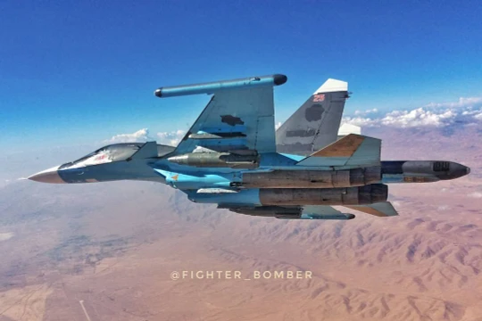 Máy bay ném bom chiến trường Su-34 ở Syria. Ảnh minh họa Bloger fighter_bomber