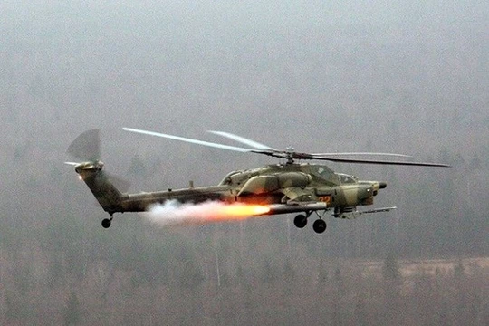 Máy bay trực thăng Mi-28N tấn công mục tiêu khủng bố ở Hama.