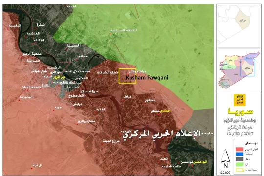 Khu vực quân đội Syria giành được từ IS bên bờ đông Eupharates - ảnh Hezbollah
