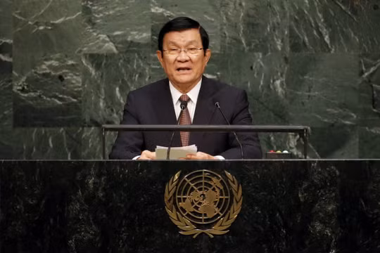 Chủ tịch nước Trương Tấn Sang phát biểu tại LHQ - Ảnh: Reuters
