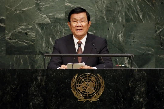 Chủ tịch nước Trương Tấn Sang phát biểu tại LHQ - Ảnh: Reuters