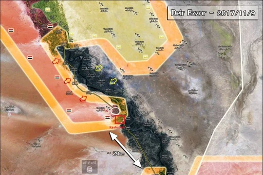 Bản đồ tình hình chiến sự Albukamal , lực lượng Tiger cách thành phố 20 km - ảnh South Front