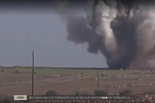 Du kích người Kurd đánh bom xe cơ giới của Quân đội Syria tự do ở Afrin. 