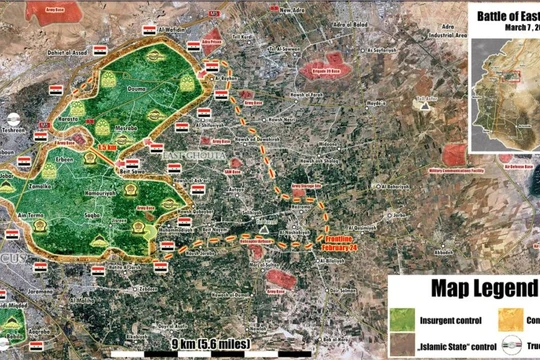Các đơn vị quân đội Syria còn cách căn cứ Thiết giáp ở Đông Ghouta khoảng 1,5 km, chuẩn bị hợp binh. Ảnh minh họa South Front