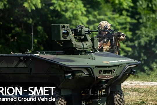 Hanwha Defense Arion-SMET 6 × 6 Xe không người lái mặt đất (UGV). Ảnh Hanwha Defense.
