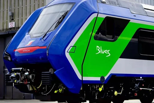 Đoàn tàu lai "Blues Train" tại hội chợ vận tải InnoTrans ở Berlin. Ảnh Euronews