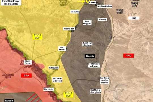 Chiến trường khu vực Deir Ezzor ngày 05.06.2018. Ảnh Masdar News