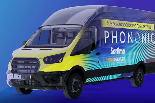 Xe vận tải điện Phononic / Sortimo ba chếđộ nhiệt dành cho bán lẻ hàng tạp hóa. Ảnh: Phononic