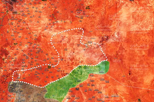 Vùng giải phong khỏi sự chiếm đóng của IS trên chiến trường đông bắc Hama - ảnh Muraselon