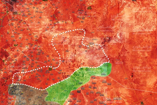 Vùng giải phong khỏi sự chiếm đóng của IS trên chiến trường đông bắc Hama - ảnh Muraselon