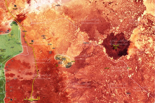 Vùng đất Suwayda, nơi nhóm IS co cụm lại sau khi thất bại ở ngoại ô Damascus. Anh minh họa Muraselon