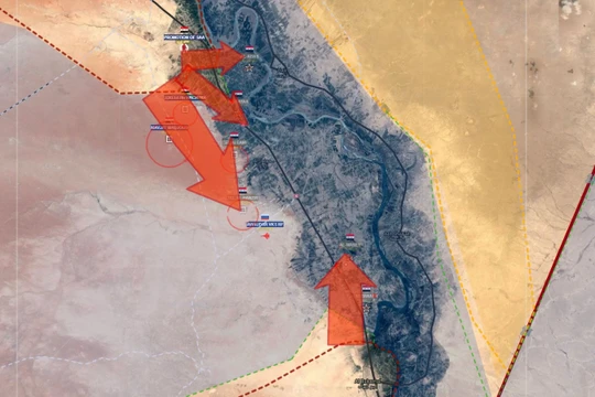 Các mũi tiến công của quân đội Syria trên chiến trường Deir Ezzor - Albukamal - ảnh Masdar News