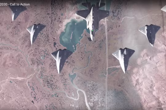 Máy bay tiêm kích tàng hình có thể điều khiển 6 máy bay không người lái khác - ảnh minh họa video