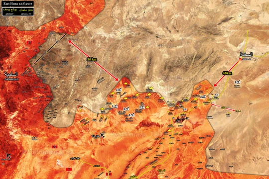 Bản đồ tình hình chiến sự khu vực tỉnh Homs tính đến ngày 12.06.2017