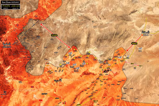 Bản đồ tình hình chiến sự khu vực tỉnh Homs tính đến ngày 12.06.2017