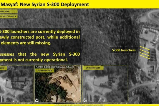 Bức ảnh của iSi ghi lại trận địa, được cho là của S-300 Syria và các xe phóng.