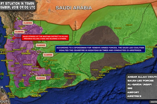 Chiến trường Yemen tính đến ngày 27.12.2018. Ảnh: South Front.