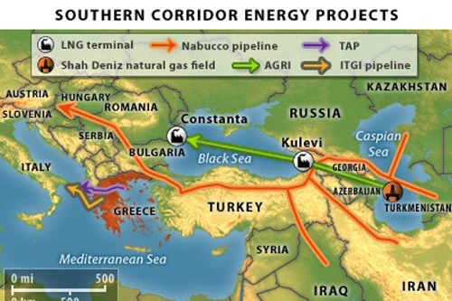 Dự án "Hành lang phương Nam" mà EU đang theo đuổi. Ảnh: Stratf