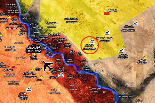Vị trí khu mỏ khí gas Koneko trong vùng kiểm soát của lực lượng SDF - ảnh Muraselon
