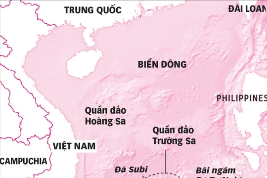 Bản đồ các bãi đá, bãi cạn mà Trung Quốc đang xây dựng, cải tạo trái phép ở quần đảo Trường Sa của Việt Nam