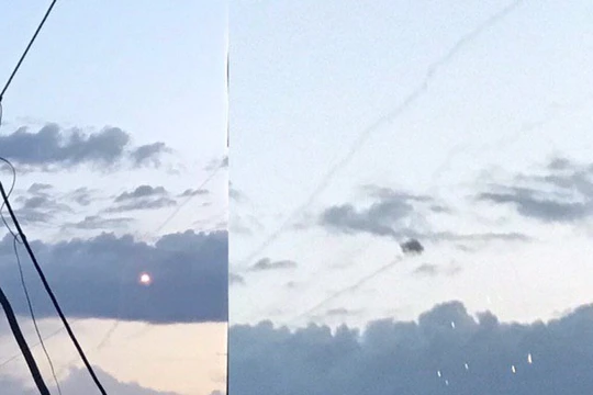 Lực lượng phòng không Nga đánh trả cuộc tập kích tên lửa của thánh chiến vào Khmeimim. Ảnh mạng xã hội Twitter, tài khoản nhà phân tích NadieHarbieh